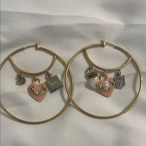 Juicy Couture Gold and Pink Double Hoop Earrings